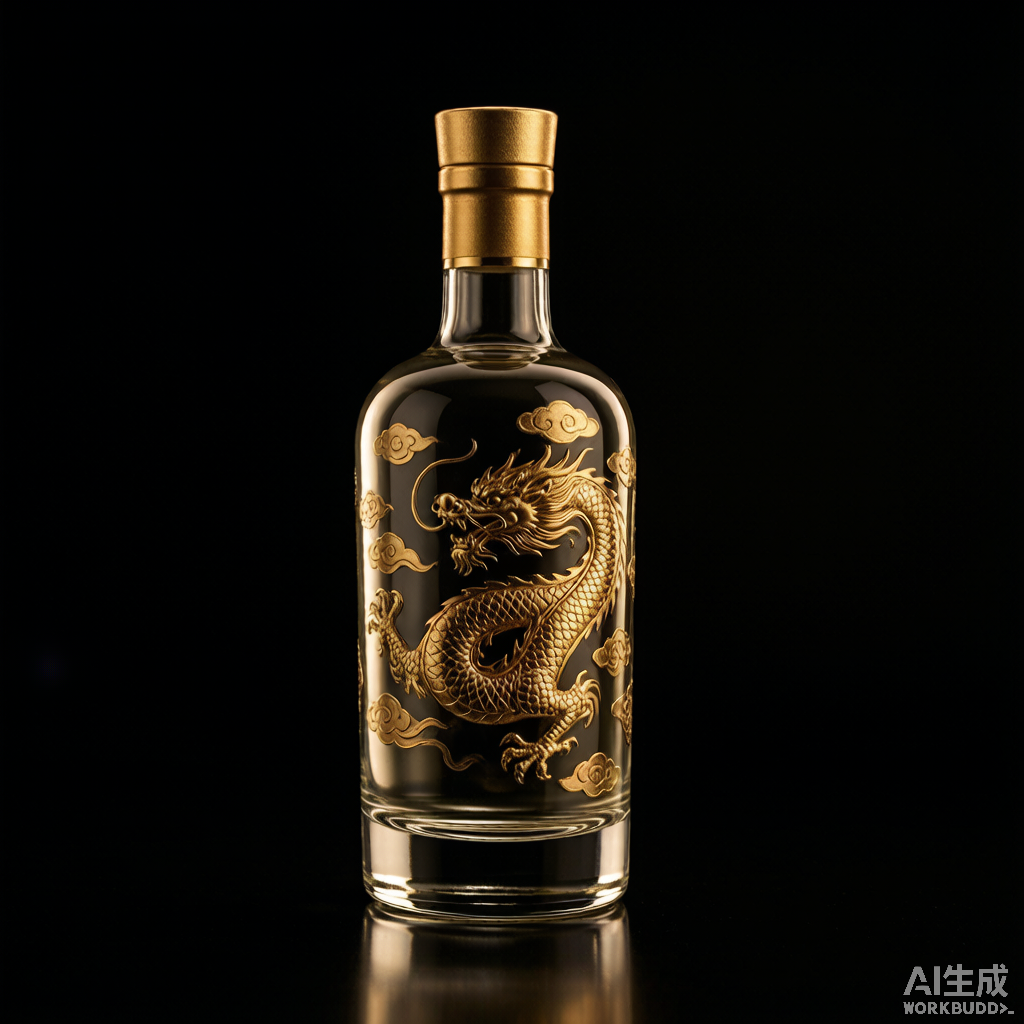 Fired-On Gold Baijiu Bottle
